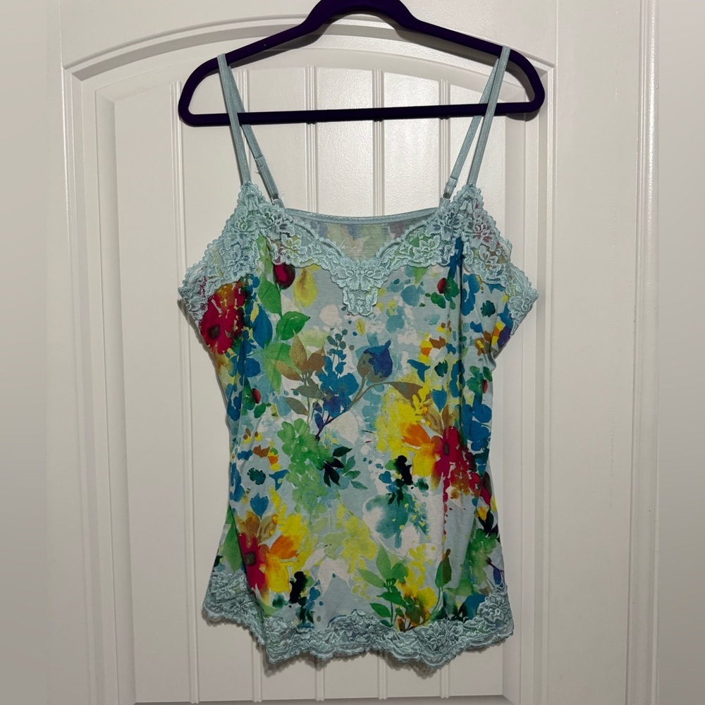 Lane Bryant Multicolor Floral Lace Tank Top